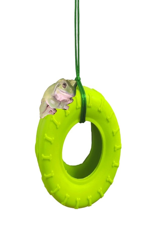 JSLZF Tree Frog Habitat with Terrarium Decor, Frog Climbing Swing and Suction Cup Hook, Green Rubber Climbing Toy - Image 1